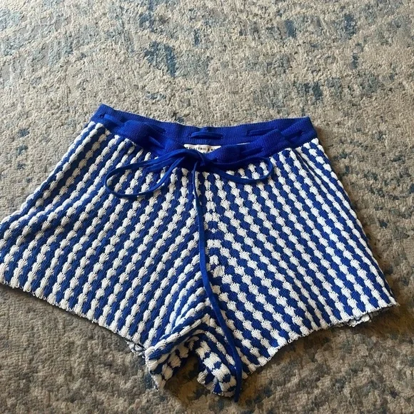 Electric & rose Suzie knitted crochet beachy short royal blue & white small - Picture 2 of 4